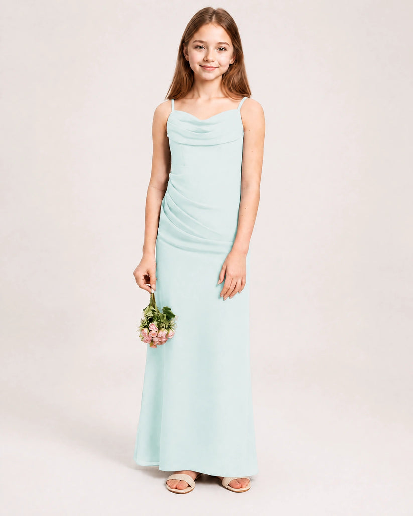 Mist Chiffon A-line Junior Bridesmaid Dress Front View