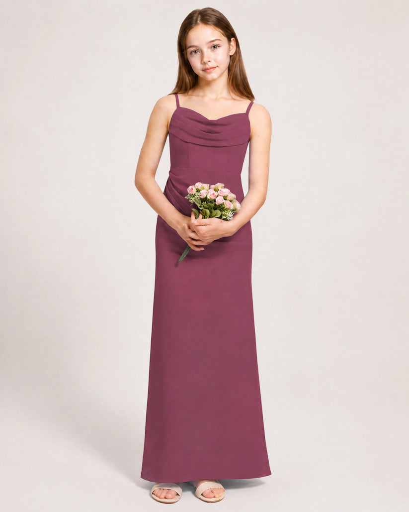 Mulberry Chiffon A-line Junior Bridesmaid Dress Front View
