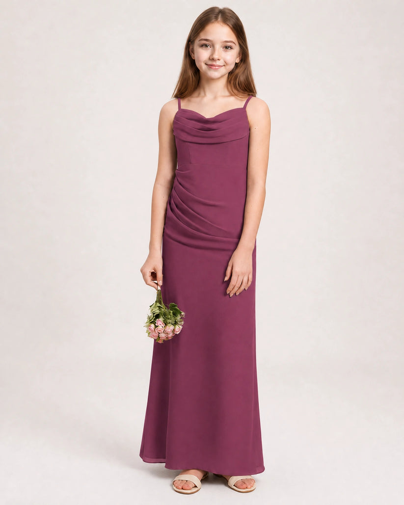 Mulberry Chiffon A-line Junior Bridesmaid Dress Front View