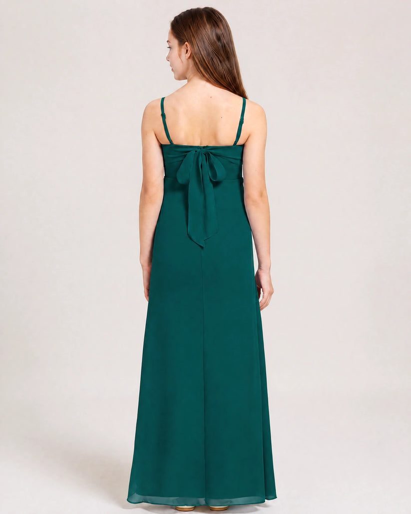 Peacock Chiffon A-line Junior Bridesmaid Dress Back View