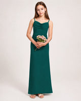 Peacock Chiffon Sheath Junior Bridesmaid Dress Front View
