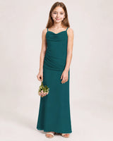 Peacock Chiffon Sheath Junior Bridesmaid Dress Front View