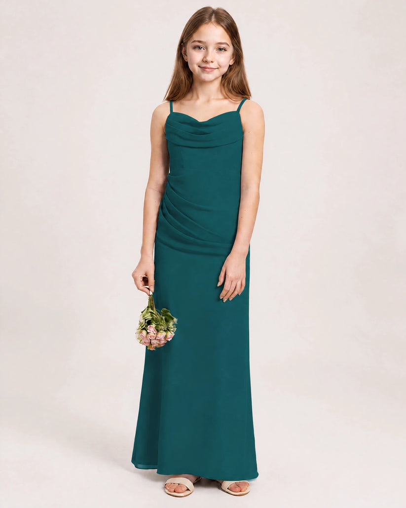Peacock Chiffon Sheath Junior Bridesmaid Dress Front View