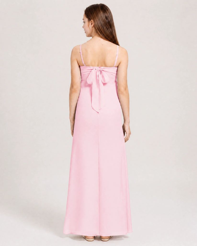 Pink Chiffon A-line Junior Bridesmaid Dress Back View