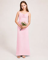 Pink Chiffon Sheath Junior Bridesmaid Dress Front View