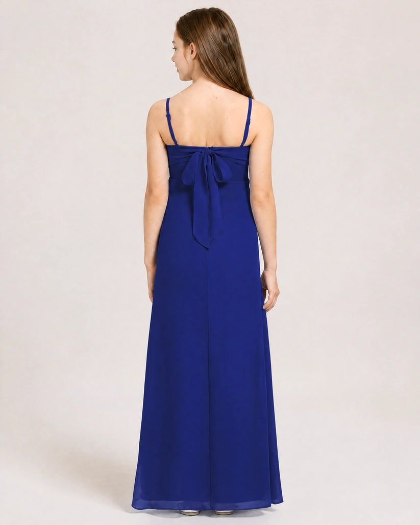 Royal Blue Chiffon A-line Junior Bridesmaid Dress Back View