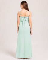 Mint Green Chiffon A-line Junior Bridesmaid Dress Back View
