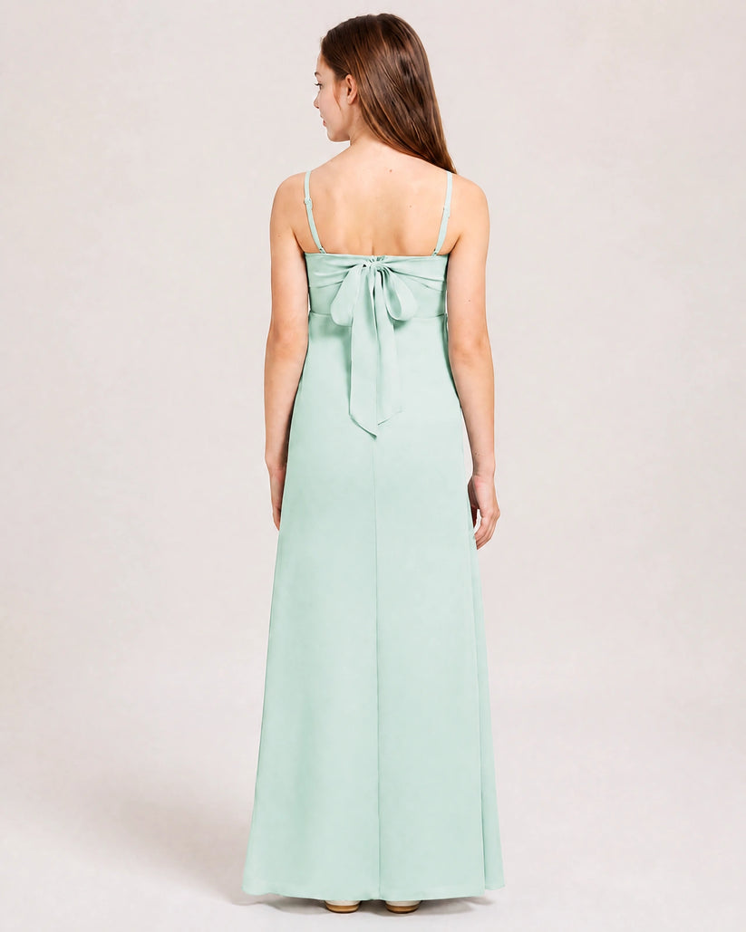 Seaglass Chiffon A-line Junior Bridesmaid Dress Back View