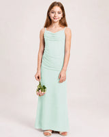 Mint Green Chiffon Sheath Junior Bridesmaid Dress Front View