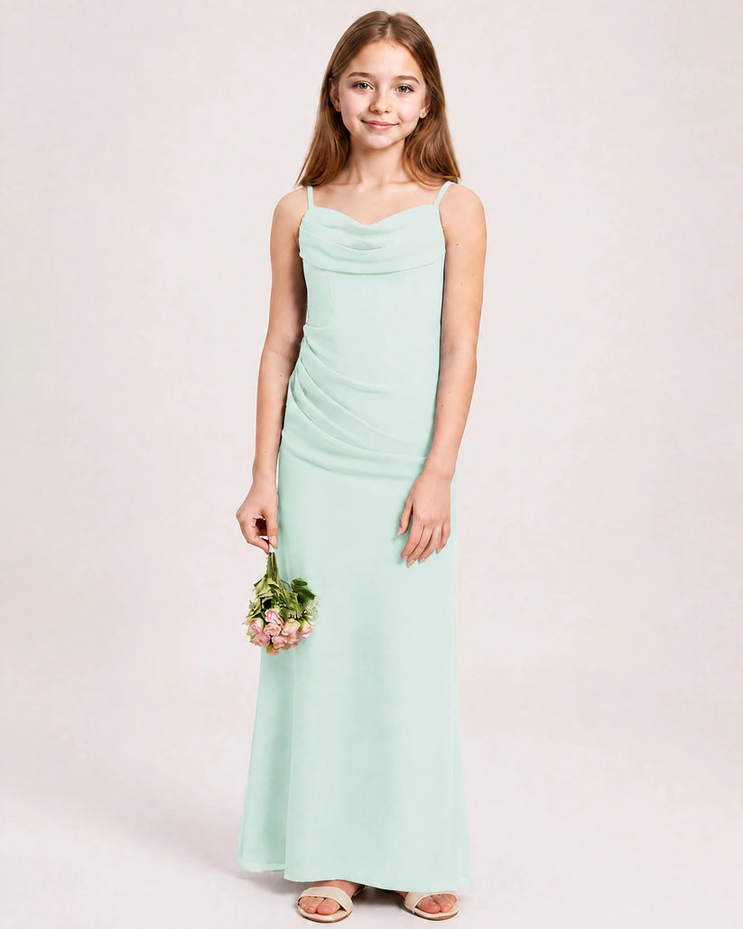 Seaglass Chiffon Sheath Junior Bridesmaid Dress Front View