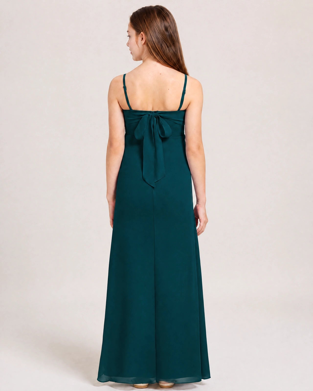 Dideyttawl Dusty Blue Chiffon Junior Bridesmaid Dress Cowl Neck A-Line Formal Dress
