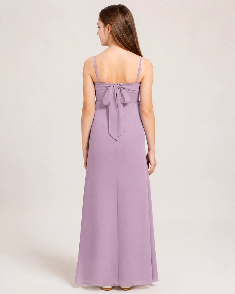 Wisteria Chiffon A-line Junior Bridesmaid Dress Back View