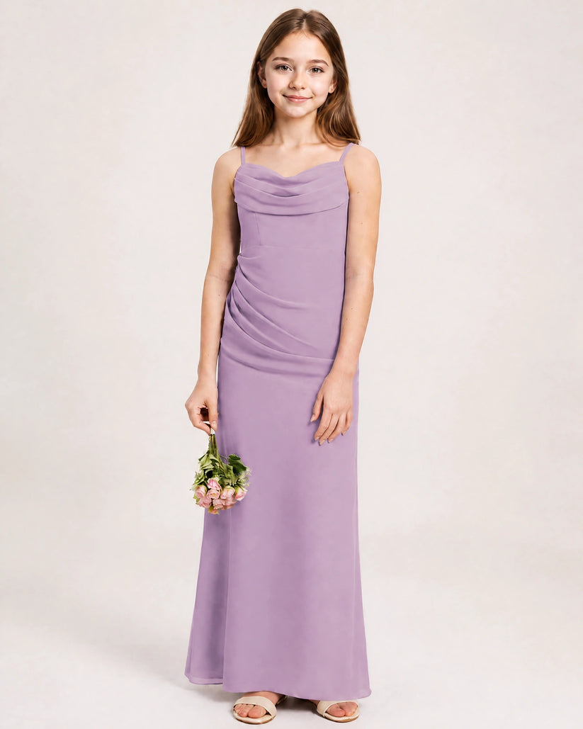 Wisteria Chiffon A-line Junior Bridesmaid Dress Front View