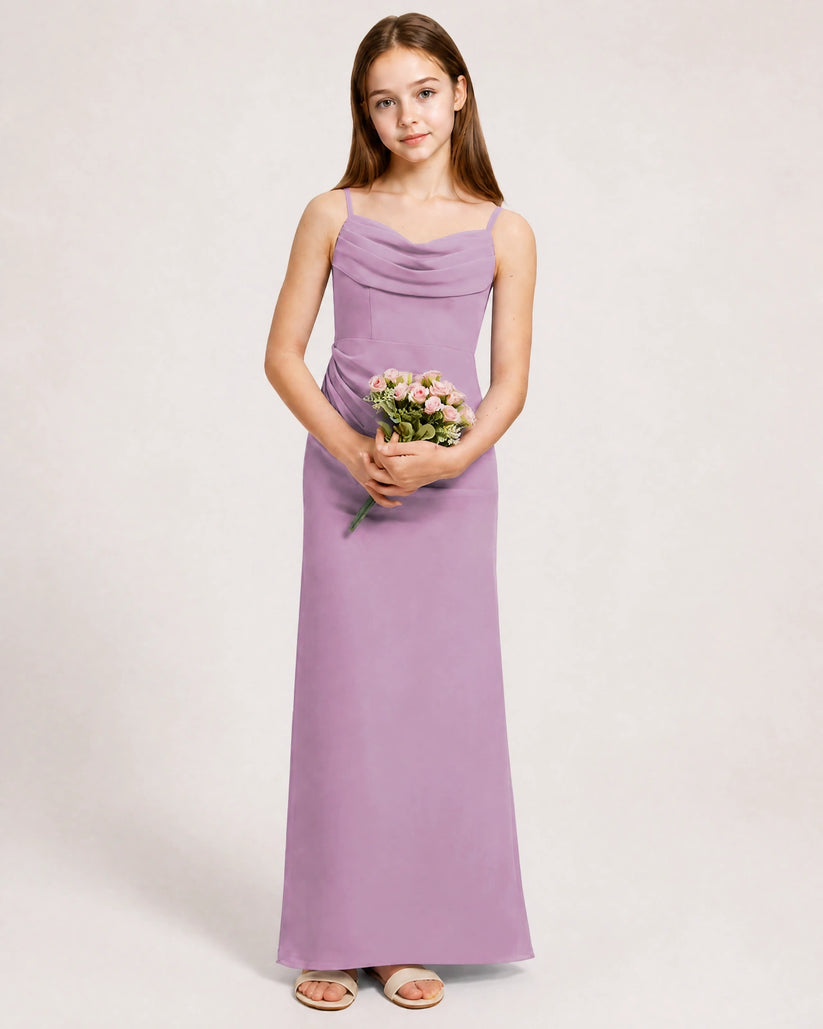 Wisteria Chiffon Sheath Junior Bridesmaid Dress Front View