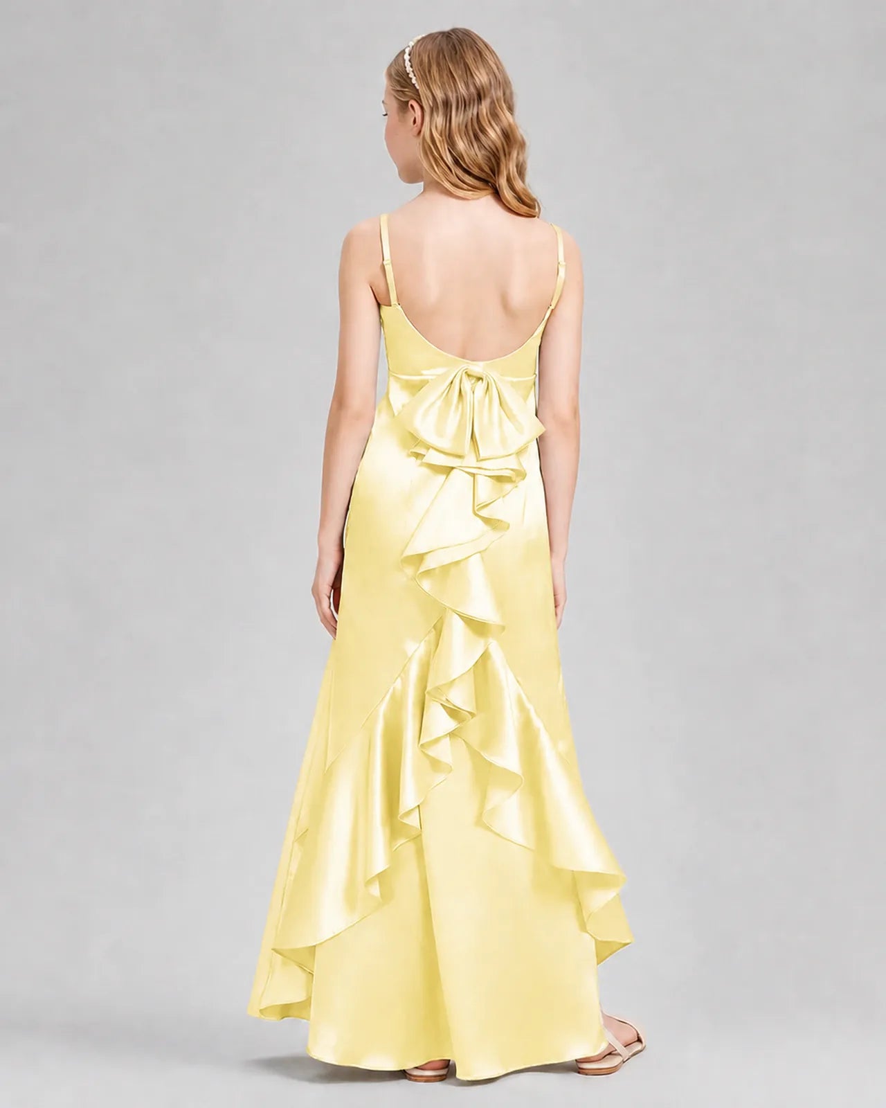 Daffodil Satin A-line Girls Formal Dress Back View