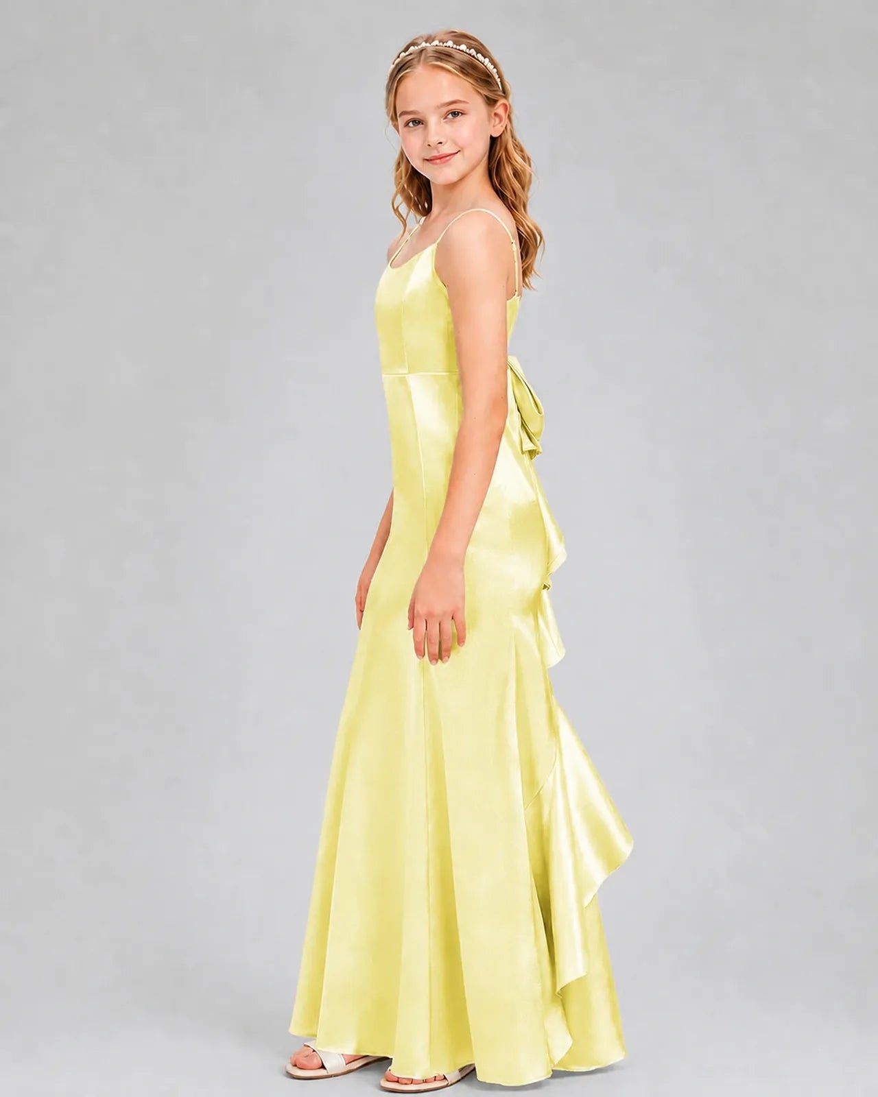 Daffodil Satin A-line Girls Formal Dress Side View