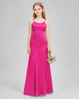 Hot Pink Satin A-line Girls Formal Dress Front View