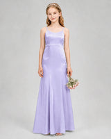 Lavender Satin A-line Girls Formal Dress Front View