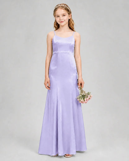 Lavender Satin A-line Girls Formal Dress Front View
