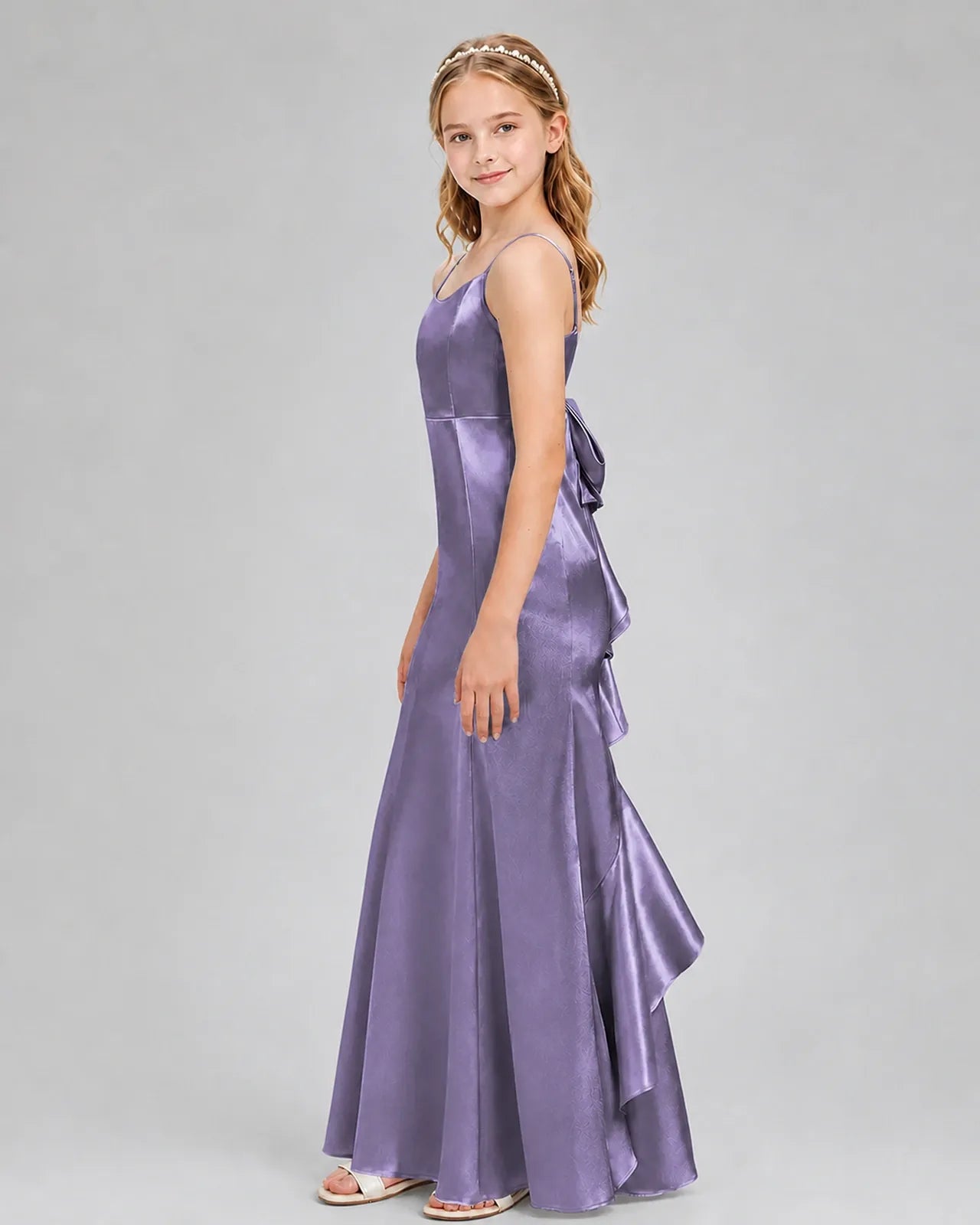 Wisteria Satin A-line Girls Formal Dress Side View