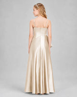 Champagne Satin A-line Junior Bridesmaid Dress Back View