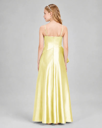 Daffodil Satin A-line Junior Bridesmaid Dress Back View