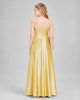 Gold Satin A-line Junior Bridesmaid Dress Back View