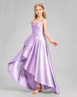 Lilac Satin A-line Junior Bridesmaid Dress Side View