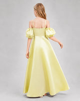 Daffodil Satin A-line Junior Bridesmaid Dress Back View