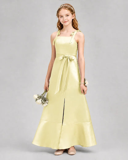 Daffodil Satin A-Line Junior Bridesmaid Dresses Front View