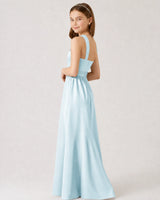 Baby Blue Satin A-line Junior Bridesmaid Dress Side View