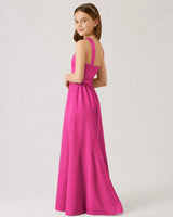 Hot Pink Satin A-line Junior Bridesmaid Dress Side View