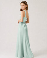 Mist Chiffon A-line Junior Bridesmaid Dress Side View