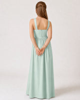 Mist Chiffon A-line Junior Bridesmaid Dress Back View