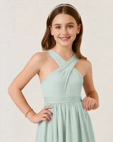 Mist Chiffon A-line Junior Bridesmaid Dress Front View