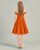 Burnt Orange Satin A-line Junior Bridesmaid Dress Back View