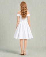 White Satin A-line Junior Bridesmaid Dress Back View