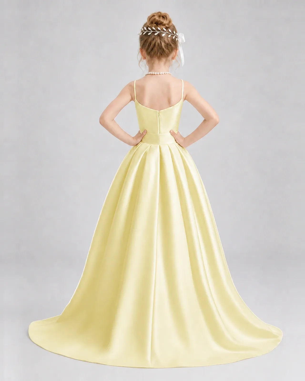 Daffodil Satin A-line Girls Formal Dress Back View