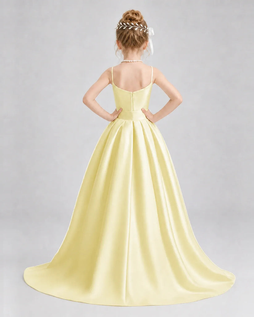 Daffodil Satin A-line Girls Formal Dress Back View