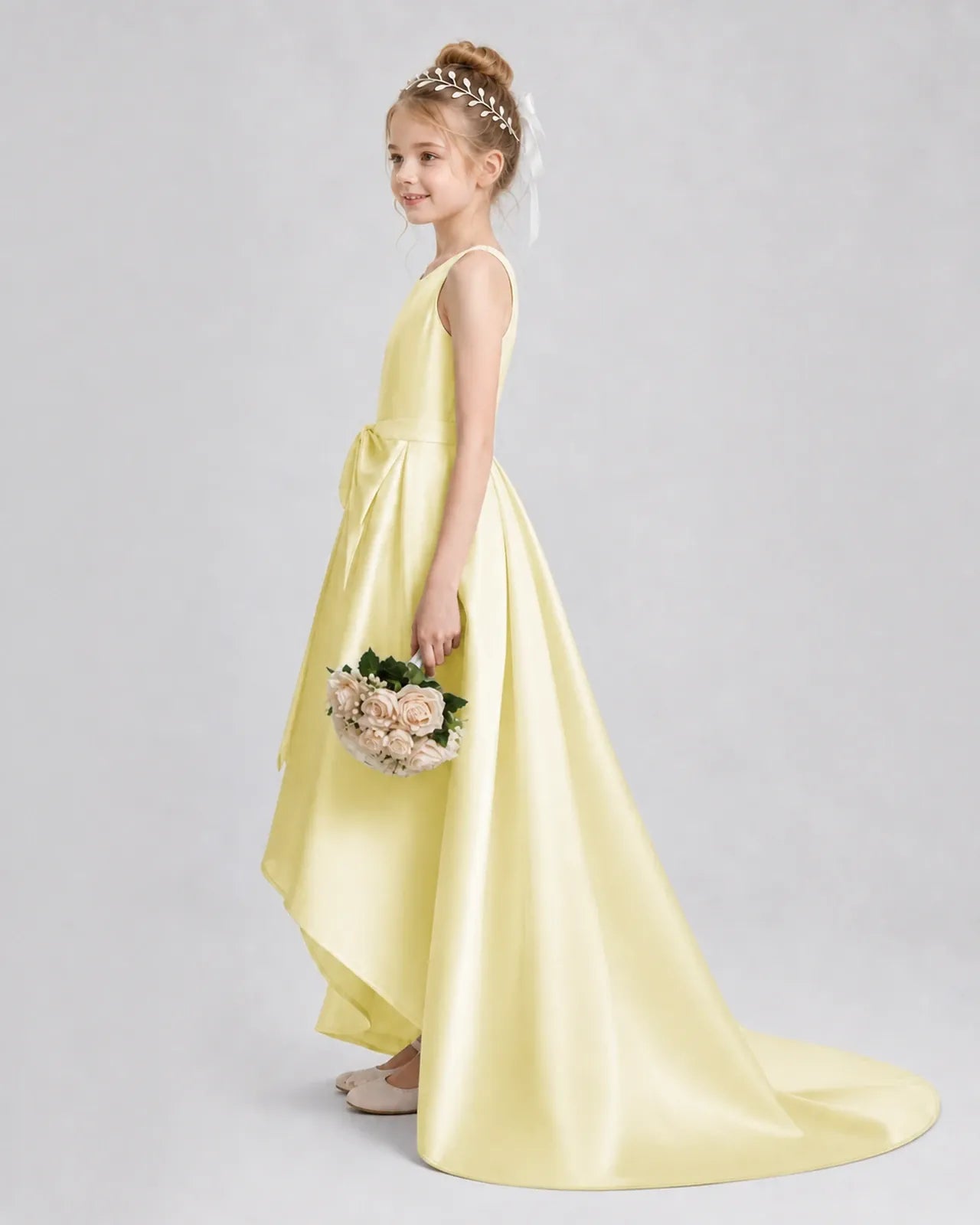 Daffodil Satin A-line Girls Formal Dress Side View