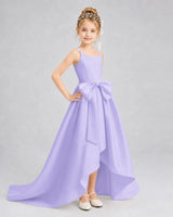 Lavender Satin A-line Girls Formal Dress Front View