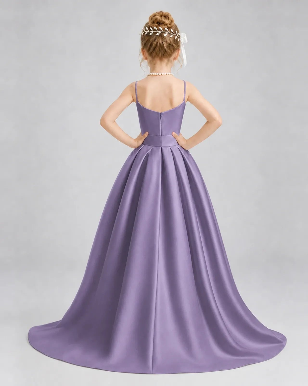 Wisteria Satin A-line Girls Formal Dress Back View