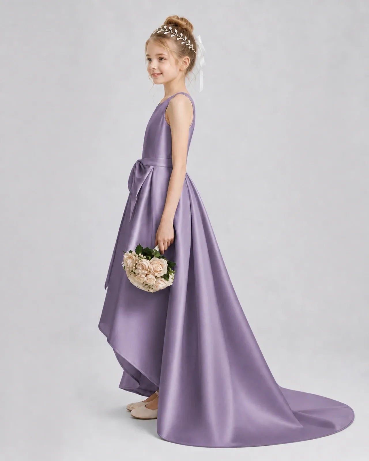 Wisteria Satin A-line Girls Formal Dress Side View