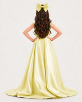 Daffodil Satin A-line Girls Formal Dress Back View