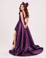 Grape Satin A-line Girls Formal Dress Side View