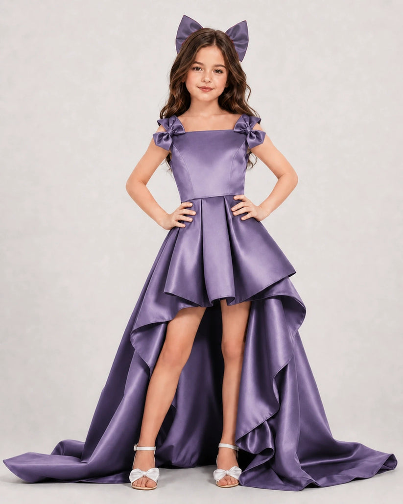Wisteria Satin A-line Girls Formal Dress Front View