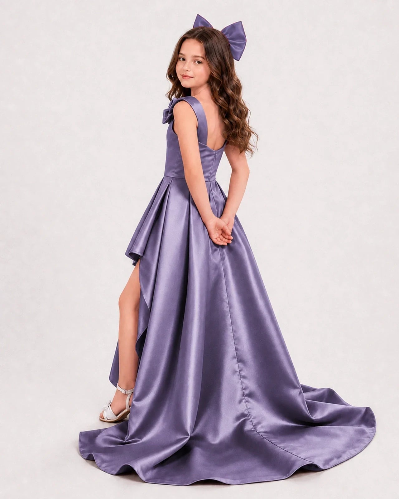 Wisteria Satin A-line Girls Formal Dress Side View