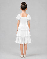 White velvet tiered midi dress girls formal dresses back view