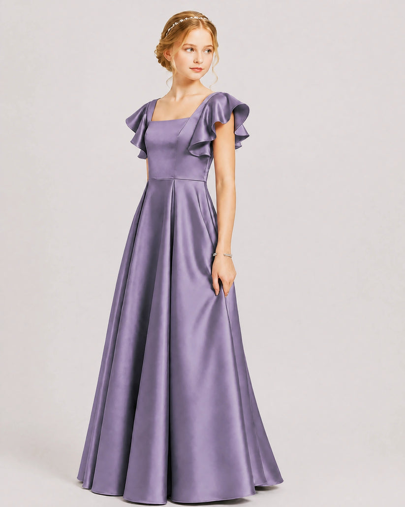 Tahiti Satin A-line Junior Bridesmaid Dress Front View