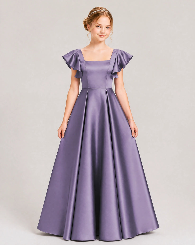 Tahiti Satin A-line Junior Bridesmaid Dress Front View